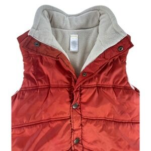 Gymboree Puffer Vest M 7-8 Burnt Orange Quilted Snap Cream Fleece Lined Classic